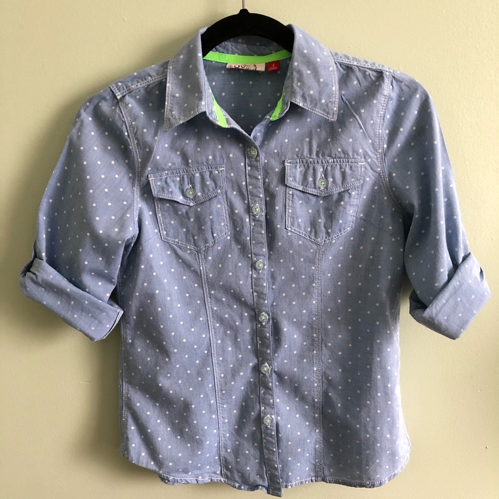 SO Girls Button Down Polka Dot Shirt Top